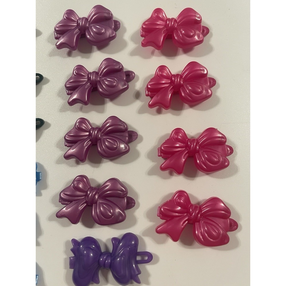 Lot Vintage Girl's Hair Clips Bow Barrette Metallic Colorful Assortment 90's Y2K - Picture 4 of 6